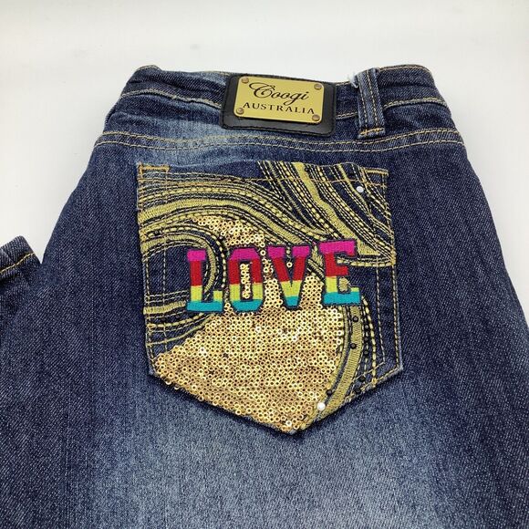 Coogi Australia‎ Womens Love Sequin Pocket Jeans Blue Size 13/14 - Picture 1 of 11